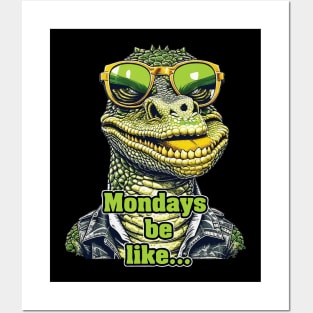 Crocodile Mondays Be Like Vector Sticker - Funny Hangover Style Posters and Art